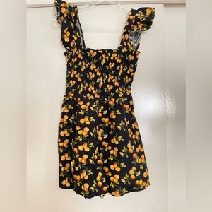 Asos Peach Print Ruffle Strap Shirred Bodice Romper 6 NWOT